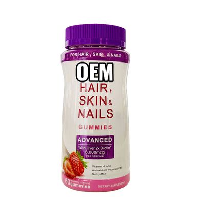Guter Preis Erdbeerengeschmack Haare Haut und Nägel Gummi OEM Private Label Bereit Nahrungsergänzungsmittel Gummies Online