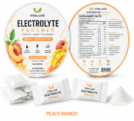 Bom preço Bolsas de energia naturalmente adoçadas Bolsa de pó de eletrólitos de sabor a pêssego a manga on-line